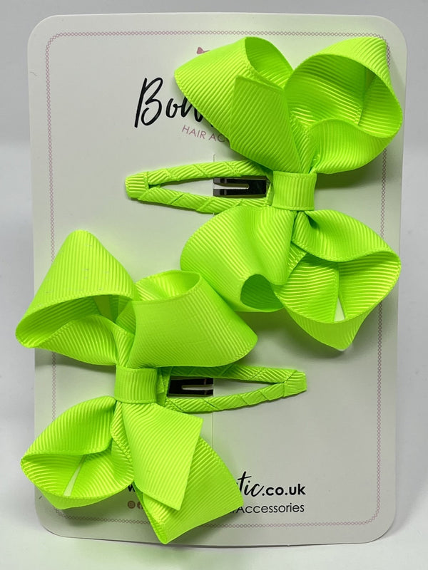 3 Inch Bow Snap Clip - Key Lime - 2 Pack