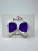 3.5 Inch 2 Layer Tuxedo Bow Thin Elastic - Purple & White
