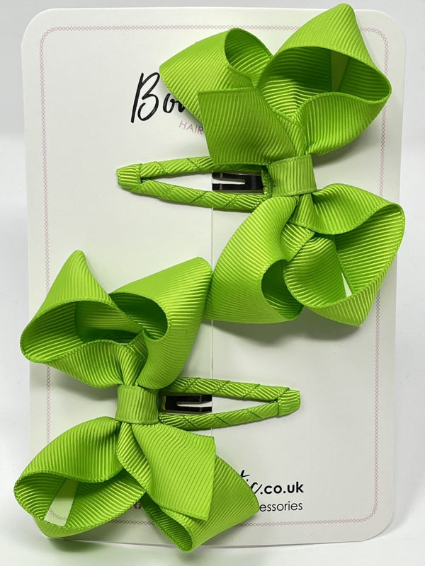 3 Inch Bow Snap Clip - Apple Green - 2 Pack