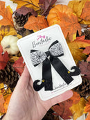 4 Inch Witches Feet Bow - Black & White Spider