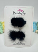 2 Inch Black Fluffy Bows - 2 Pack
