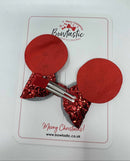 3 Inch Glitter Bow - Red & White Snowflake