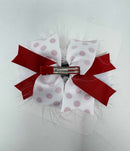 5 Inch Fluffy Glitter Bow - Red & White