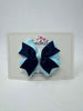 3.5 Inch 2 Layer Bow Thin Elastic - Navy & Light Blue