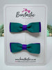 2.75 Inch Flat Bows - Jade Green & Purple - 2 Pack