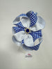 4 inch Flower Alice Band - Royal Blue & White Gingham