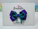 3 Inch Flat Double Bow Style - Jade Green & Purple