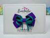 3 Inch Flat Double Bow Style - Jade Green & Purple