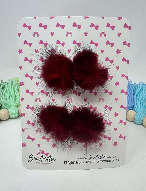 2 Inch Wine Fluffy Bows - 2 Pack