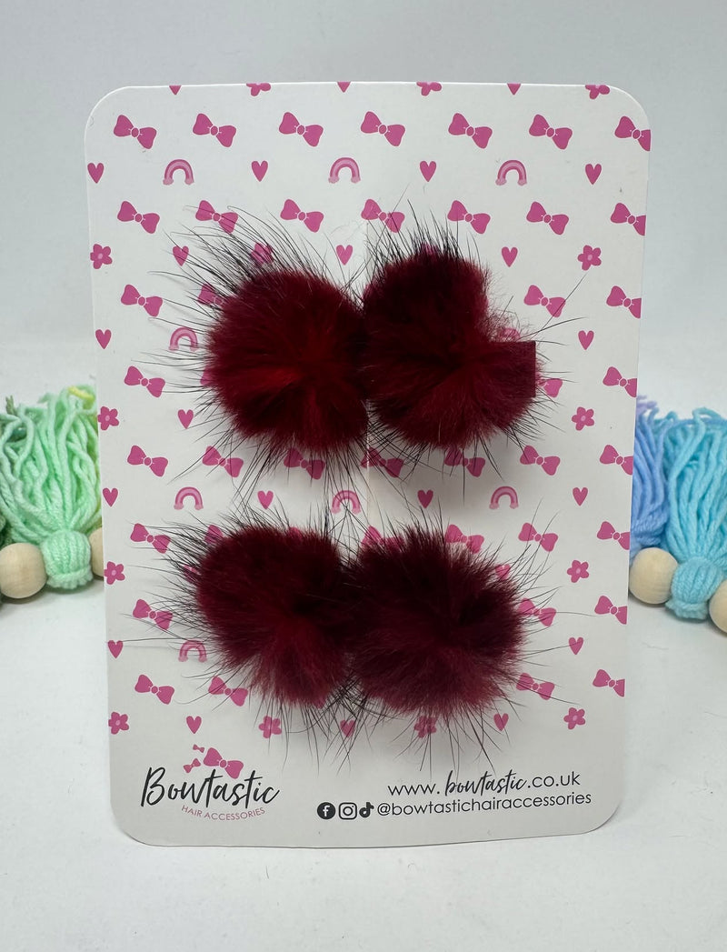 2 Inch Wine Fluffy Bows - 2 Pack