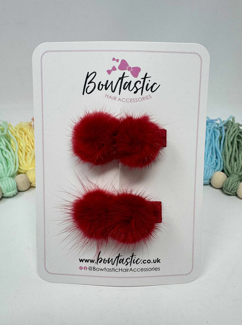 2 Inch Red Fluffy Bows - 2 Pack