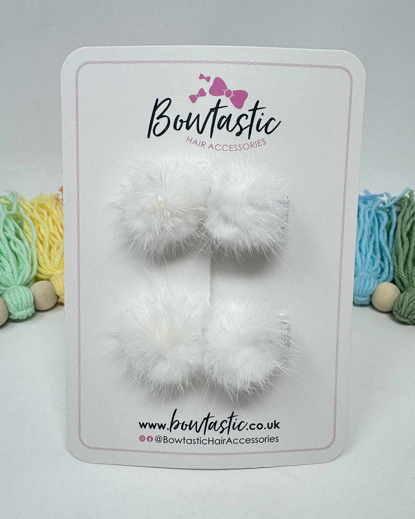 2 Inch White Fluffy Bows - 2 Pack