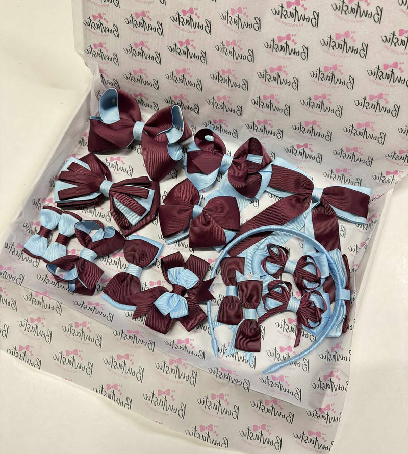 End of Line School Bundle - 15 Items - Burgundy & Blue Topaz