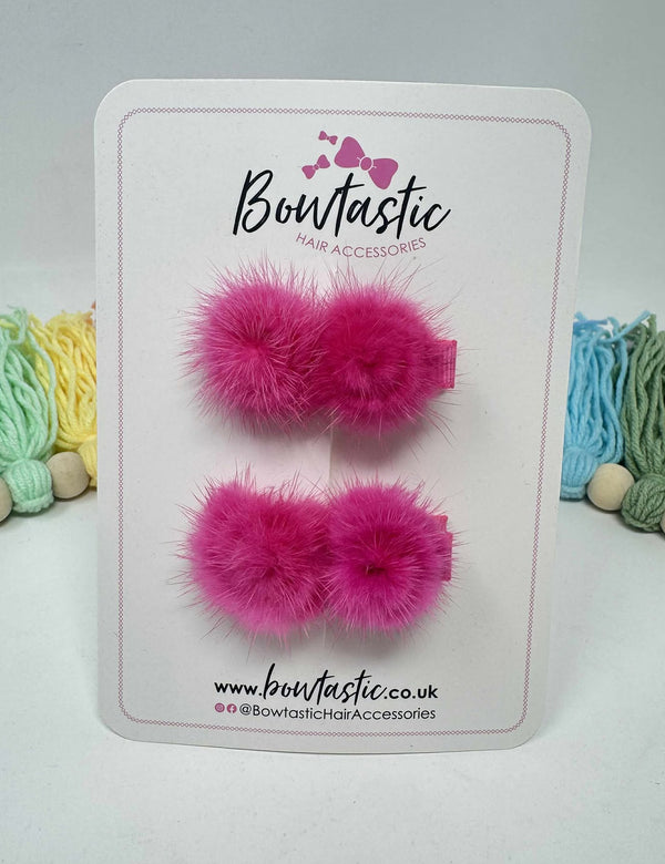 2 Inch Hot Pink Fluffy Bows - 2 Pack