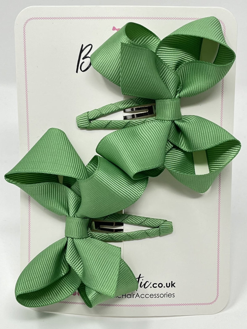 3 Inch Bow Snap Clip - Sage Green - 2 Pack