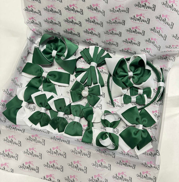 End of Line School Bundle - 15 Items - Forest Green & White