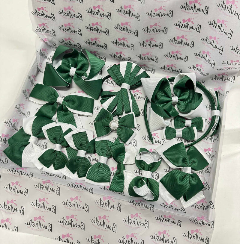 End of Line School Bundle - 15 Items - Forest Green & White