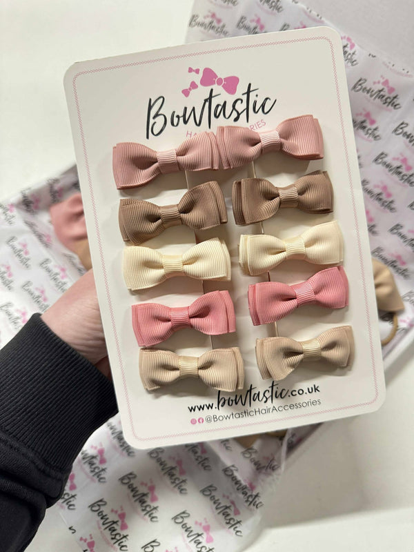 Bow Set - 1.75 inch Bow Set - Sweet Nectar, Tan, Cream, Natural, Dusty Rose