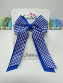 3 Inch Twist Tail Bow - Royal Blue & Royal Gingham