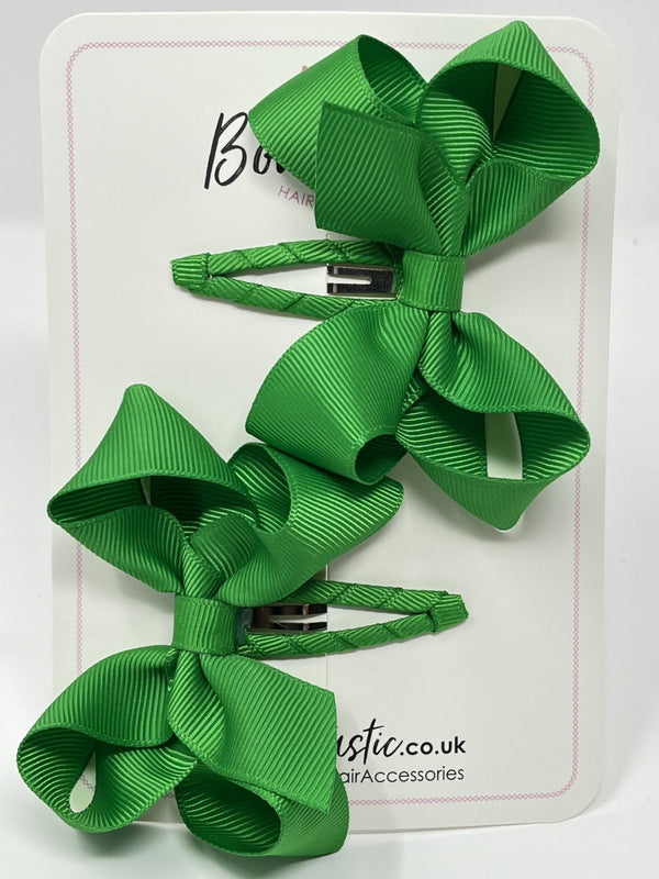 3 Inch Bow Snap Clip - Emerald Green - 2 Pack