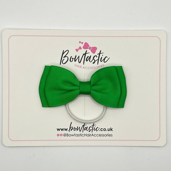 3 Inch Flat Double Bow Thin Elastic - Emerald Green