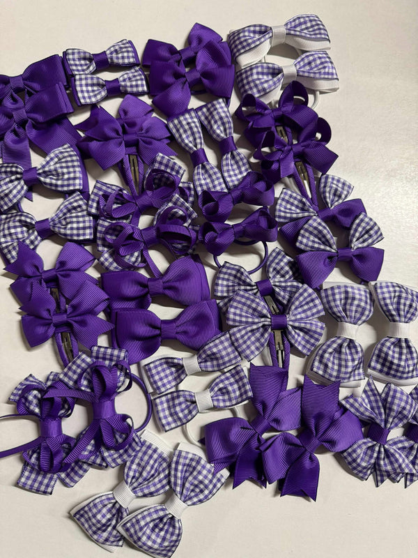 Surprise Bundle - Matching Pairs - Small Bow/Bobbles Pairs - 10 Pack - Purple