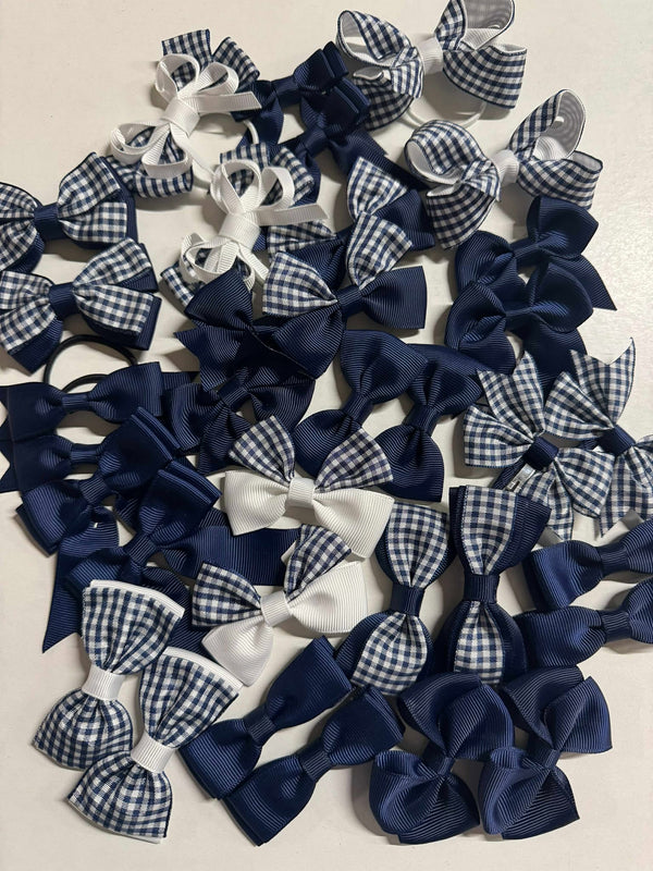 Surprise Bundle - Matching Pairs - Small Bow/Bobbles Pairs - 10 Pack - Navy