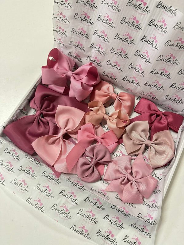 Bow Bundle - Autumn/Winter Pinks - 10 Hair Accessories