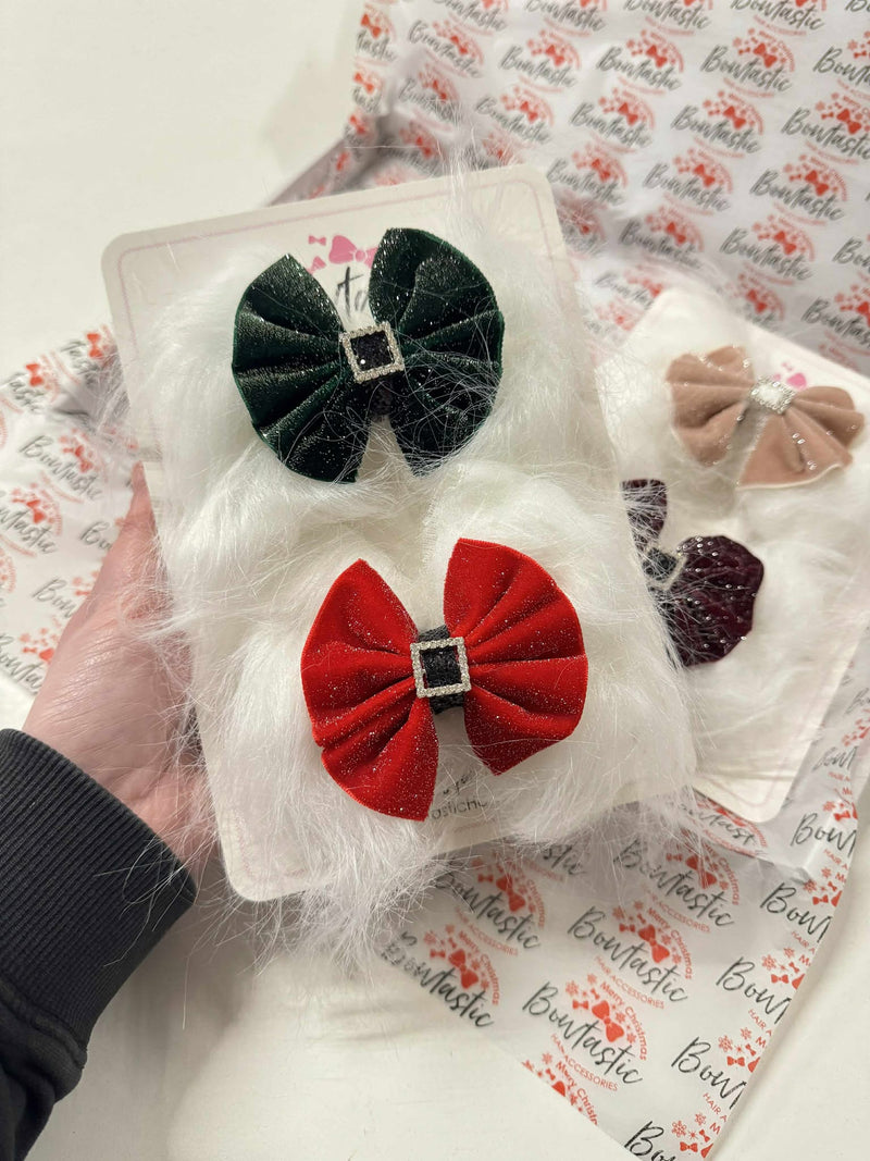 Christmas Bow Set - 4 x 4.5 inch Fluffy Bows