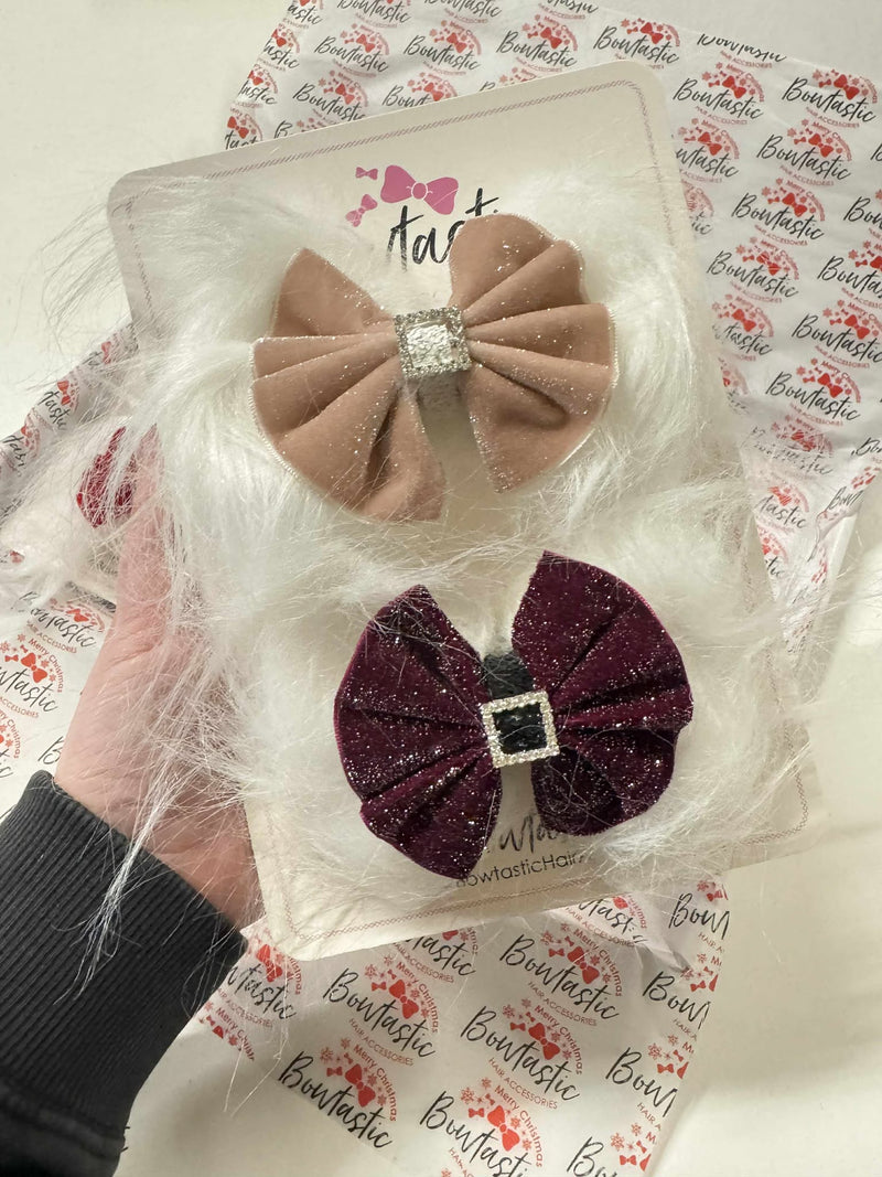 Christmas Bow Set - 4 x 4.5 inch Fluffy Bows