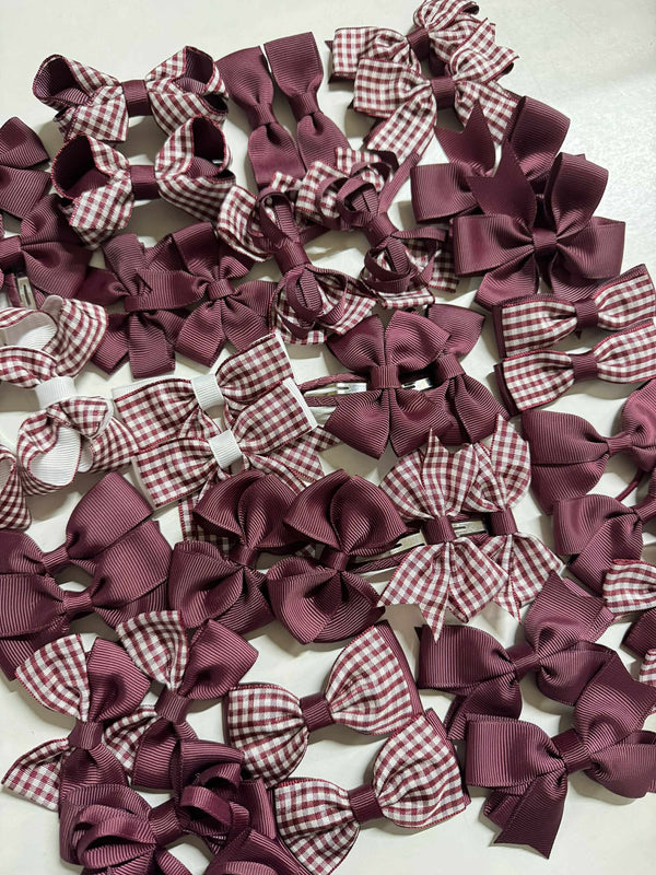 Surprise Bundle - Matching Pairs - Small Bow/Bobbles Pairs - 10 Pack - Burgundy