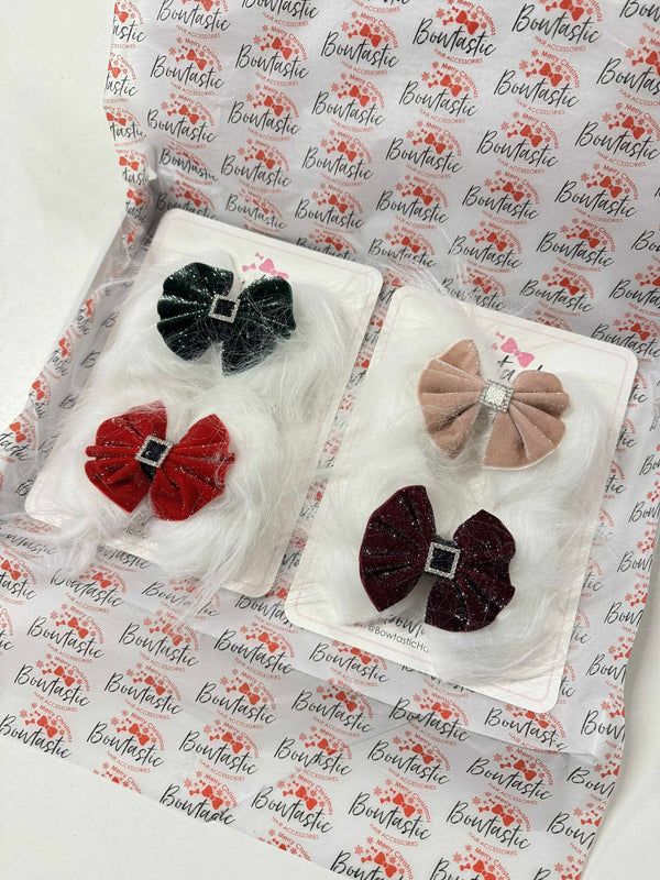 Christmas Bow Set - 4 x 4.5 inch Fluffy Bows