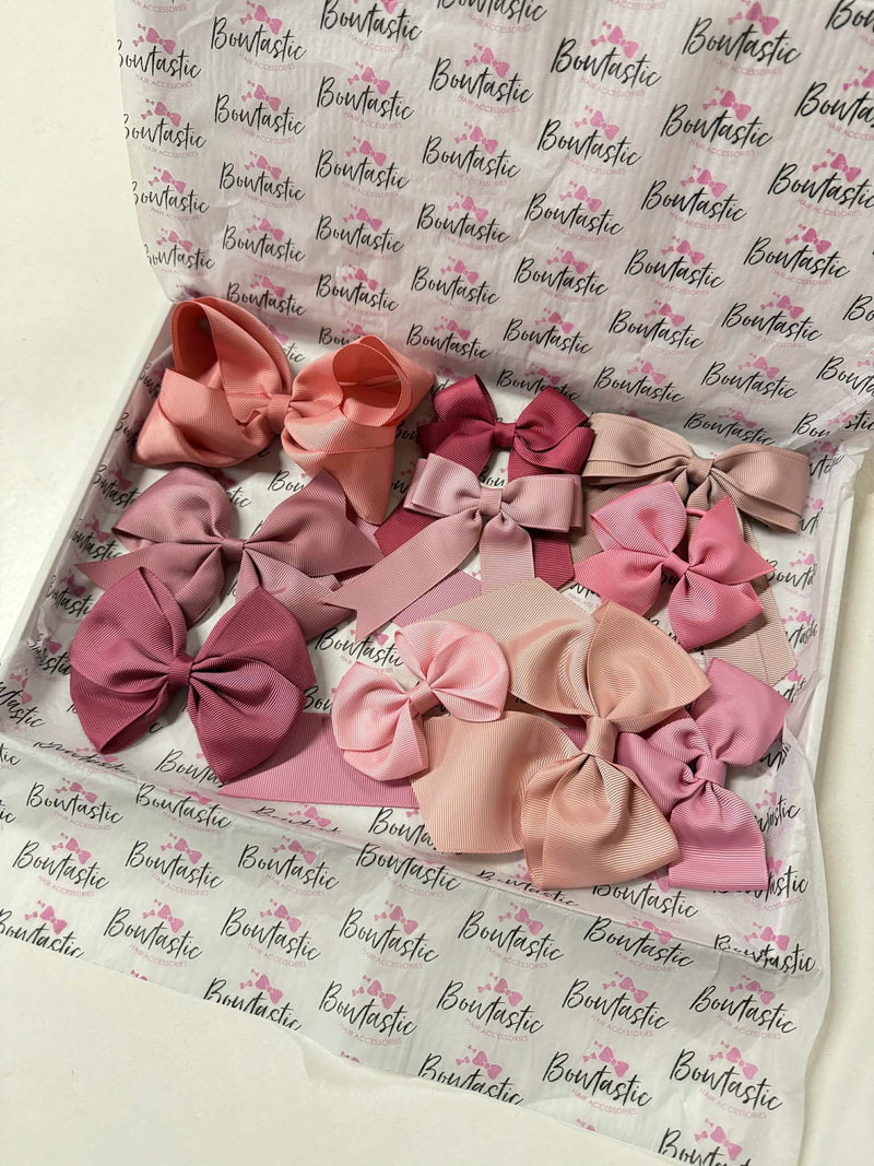 Bow Bundle - Autumn/Winter Pinks - 10 Hair Accessories