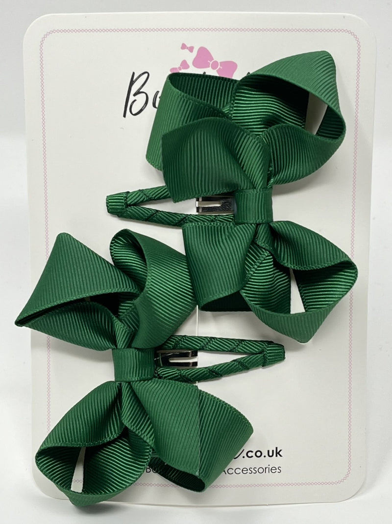 3 Inch Bow Snap Clip - Forest Green - 2 Pack