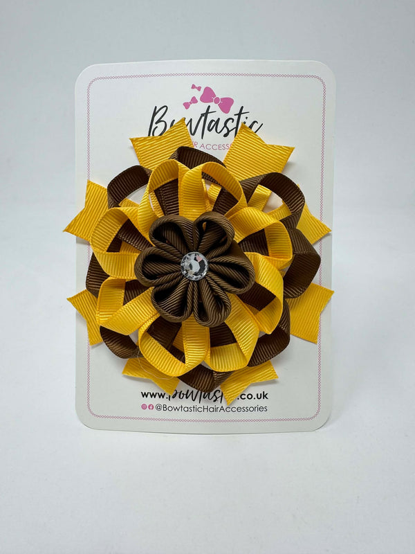 4 Inch Flower Bow - Turftan & Yellow Gold