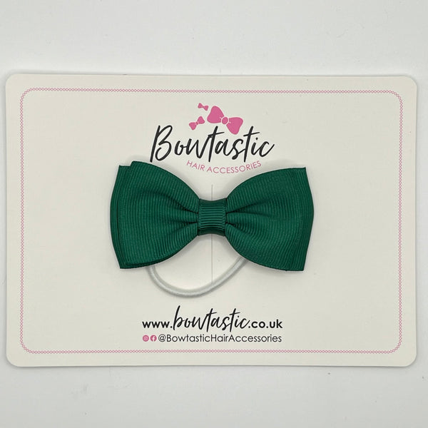 3 Inch Flat Double Bow Thin Elastic - Hunter Green