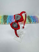 2.5 inch Bow Alice Band - Red & Metal Grey