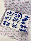 School Bundle - Matching Pairs - Clips & Alice Band - Cobalt & White