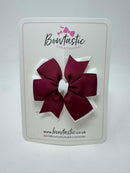 3 Inch Pinwheel Bow - Wine & White