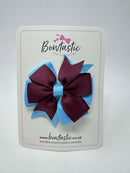 3 Inch Pinwheel Bow - Burgundy & Blue Mist