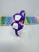 2.5 inch Bow Alice Band - Purple & White