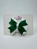 3.5 Inch 2 Layer Bow - Forest Green & White