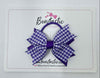 3 Inch Flat 2 Layer Bow Thin Elastic - Purple Gingham