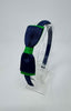 3 Inch Flat Bow Alice Band - Navy & Emerald Green