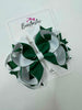 4.5 Inch Ring Bow Bobble - Forest Green & White