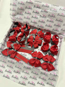 School Bundle - 10 Items - Matching Pairs - Red & Metal Grey - Clips & Bobbles