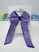3 Inch Twist Tail Bow - Purple Gingham