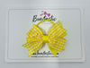 3 Inch Flat 2 Layer Bow Thin Elastic - Yellow Gingham