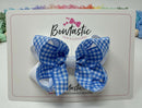 3.5 Inch 2 Layer Bow - Blue & White Gingham