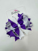 4.5 Inch Ring Bow Bobble - Purple & White